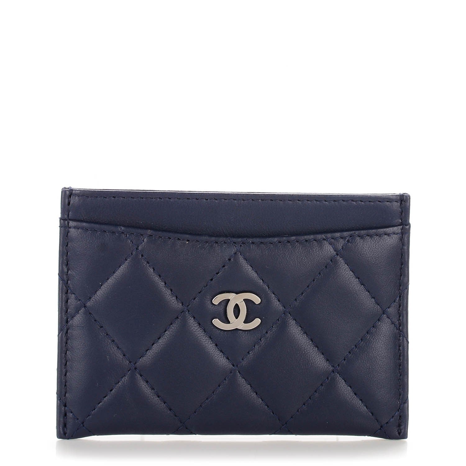 Chanel Lambskin Quilted Card Holder Navy Blue 1 of 8