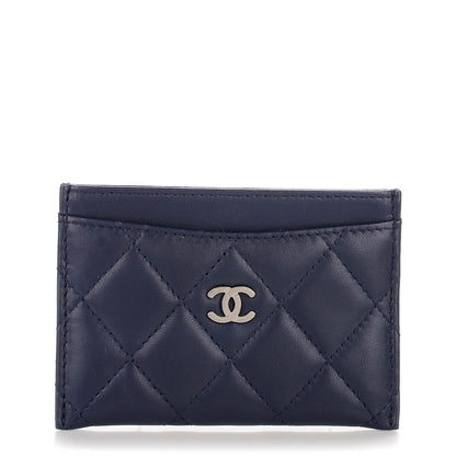 Chanel Lambskin Quilted Card Holder Navy Blue 1 of 8