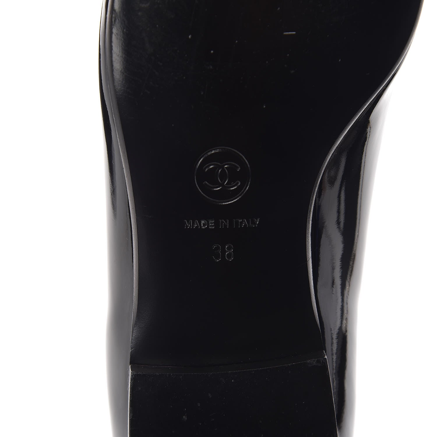 Chanel Patent CC Mocassin Loafers 38 Black 10 of 11