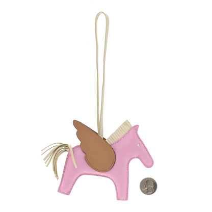 Hermes Milo Lambskin Grigri Rodeo Pegase Horse Bag Charm MM Mauve Sylvestre Craie Chai 2 of 5