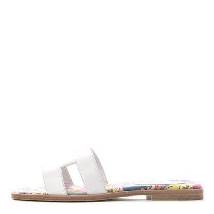 Hermes Faubourg Rainbow Oran Sandals 37 White Multicolore 1 of 15