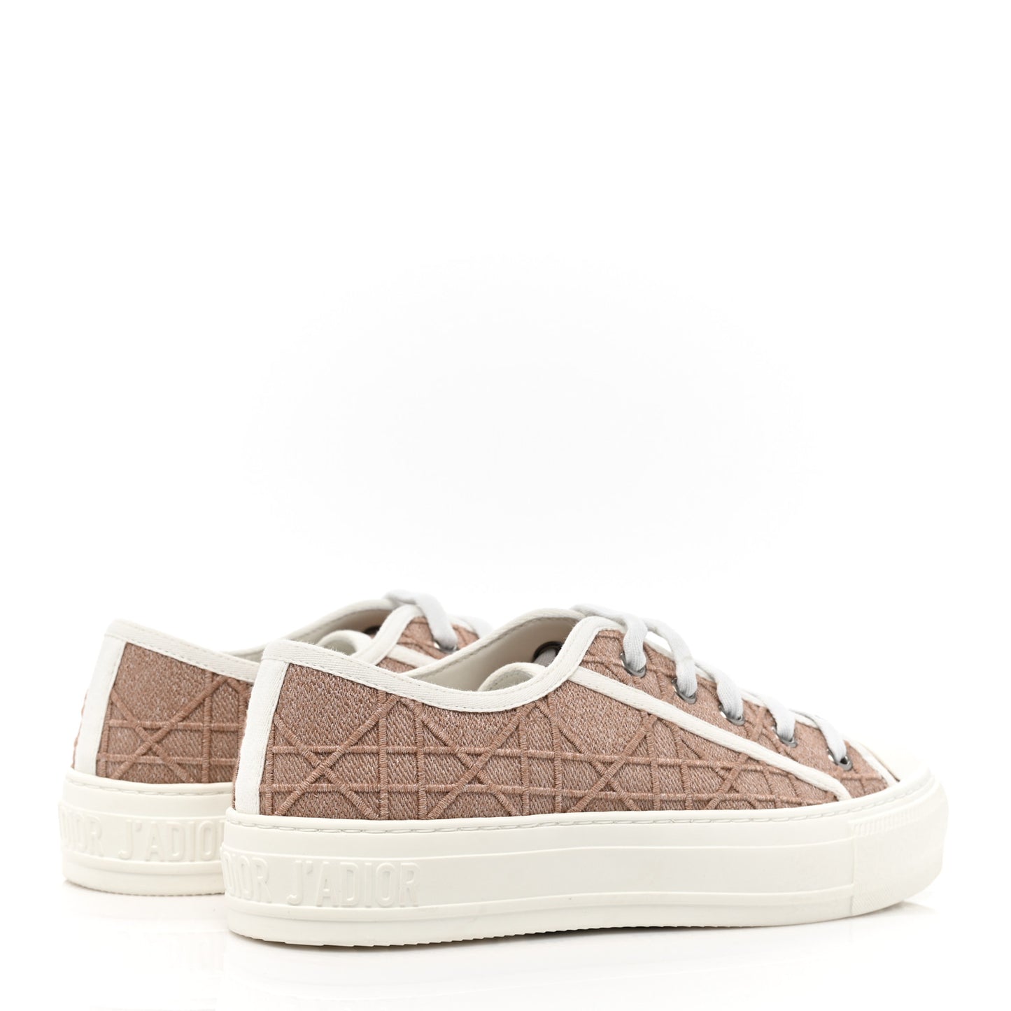 Canvas Cannage Embroidered Womens Walk'N'Dior Low Top Sneakers 35.5 Clay