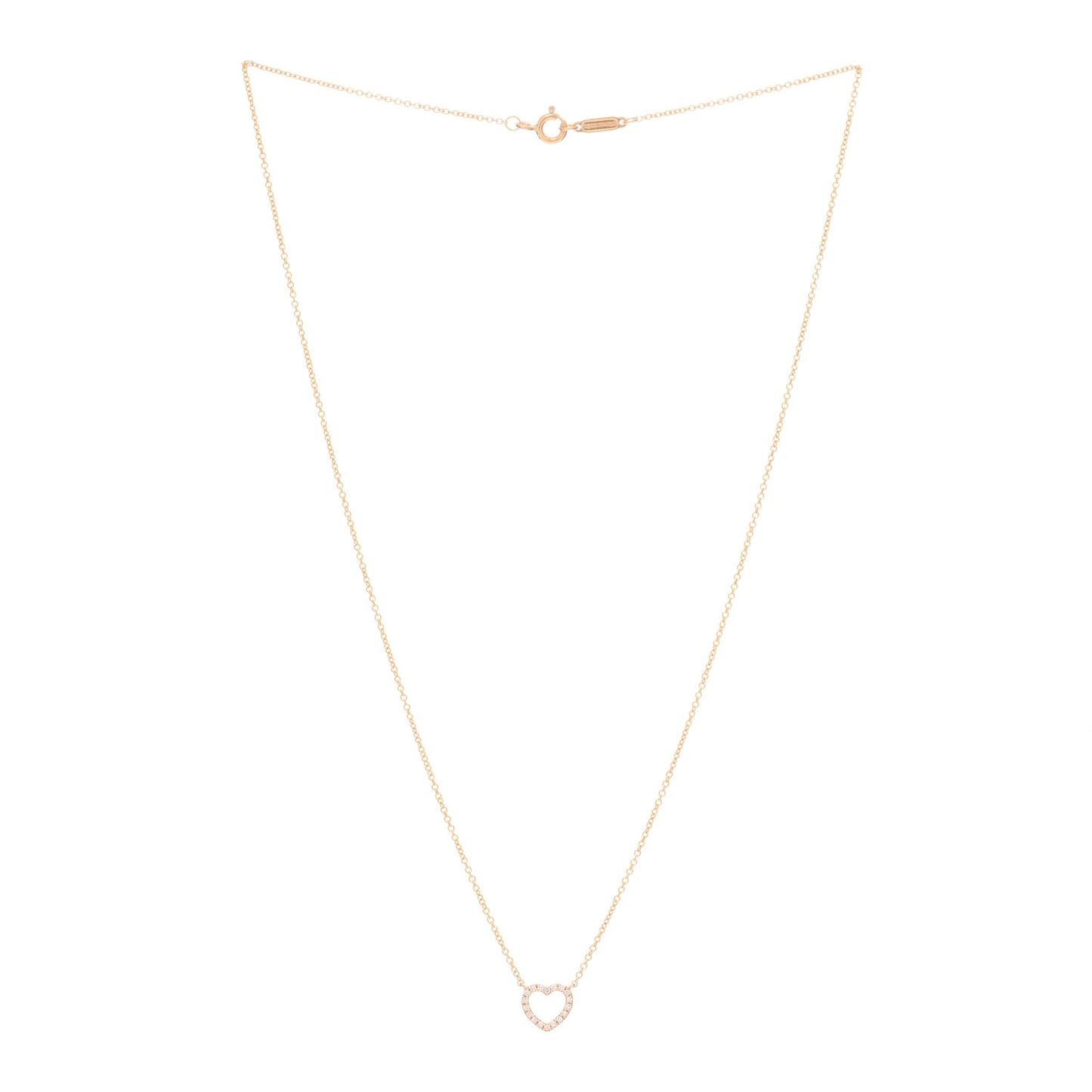 18K Rose Gold Diamond Metro Heart Pendant Necklace