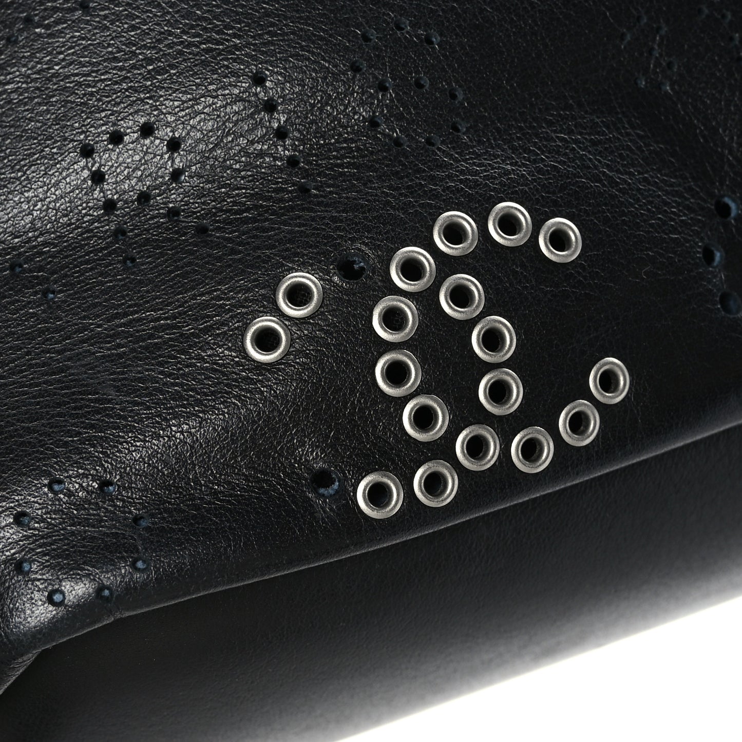 Calfskin Tweed Small Logo Eyelets Shopping Tote Black