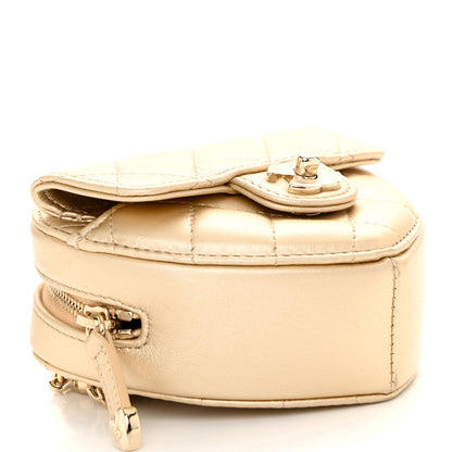 Chanel Metallic Lambskin Quilted CC In Love Heart Waist Belt Bag With Chain Gold 4 of 11