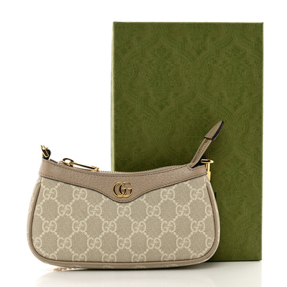 Gucci GG Supreme Monogram Textured Dollar Calfskin Web Mini Ophidia GG Handbag Beige Mystic White Oatmeal 10 of 10