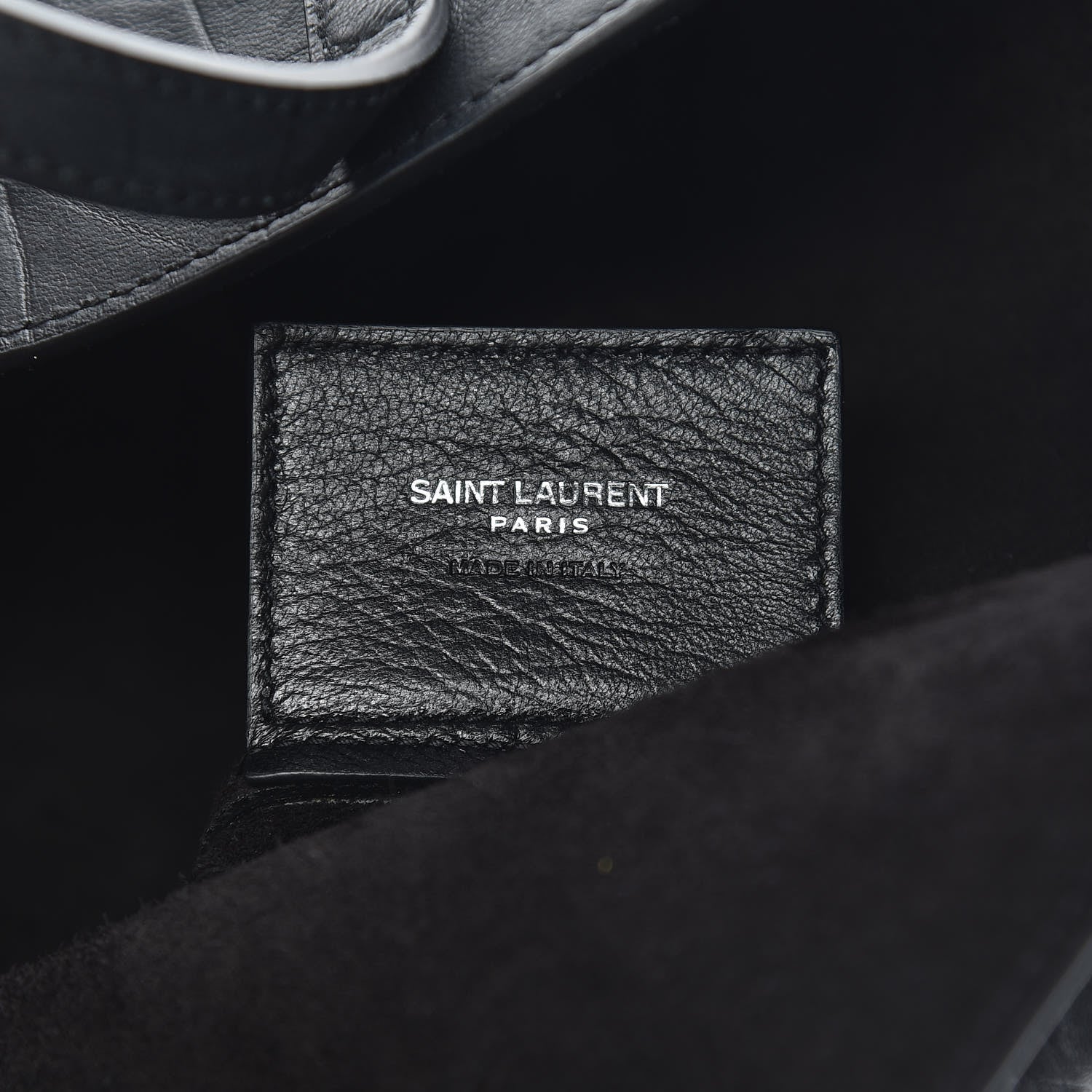 Saint Laurent Calfskin Crocodile Embossed Large Shopper Tote Black 7 of 12