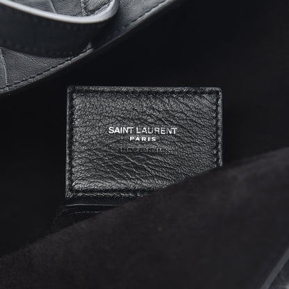 Saint Laurent Calfskin Crocodile Embossed Large Shopper Tote Black 7 of 12