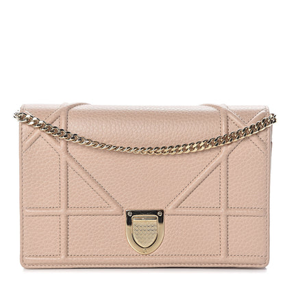 Christian Dior Grained Calfskin Diorama Wallet on Chain Pouch Nude 1 of 8