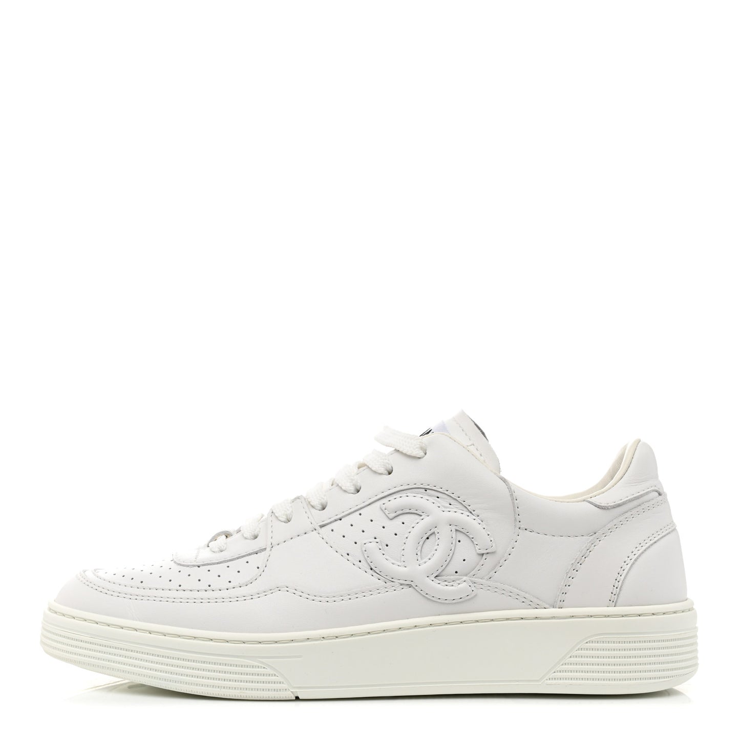 Calfskin CC Womens Sneakers 38 White