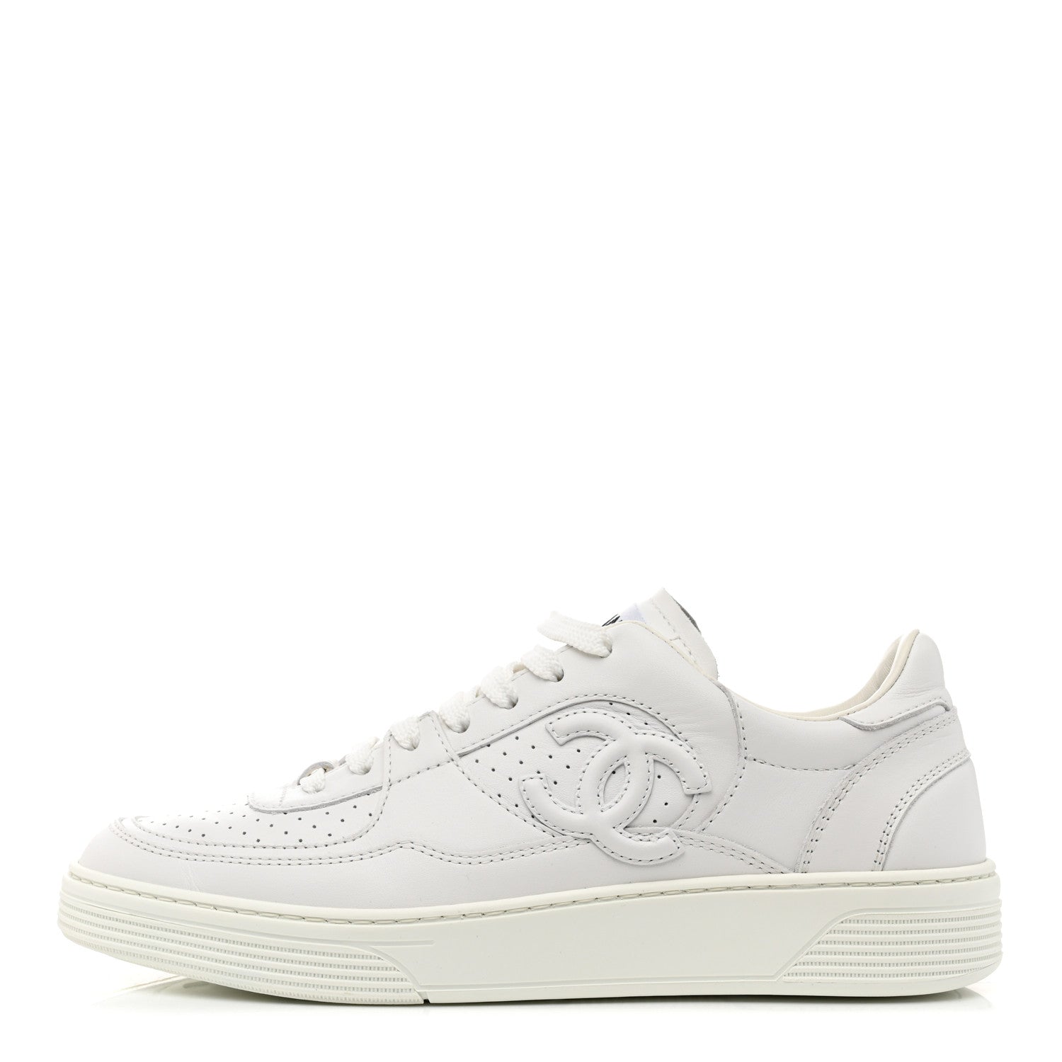 Chanel Calfskin CC Womens Sneakers 38 White 1 of 9