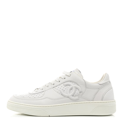 Chanel Calfskin CC Womens Sneakers 38 White 1 of 9