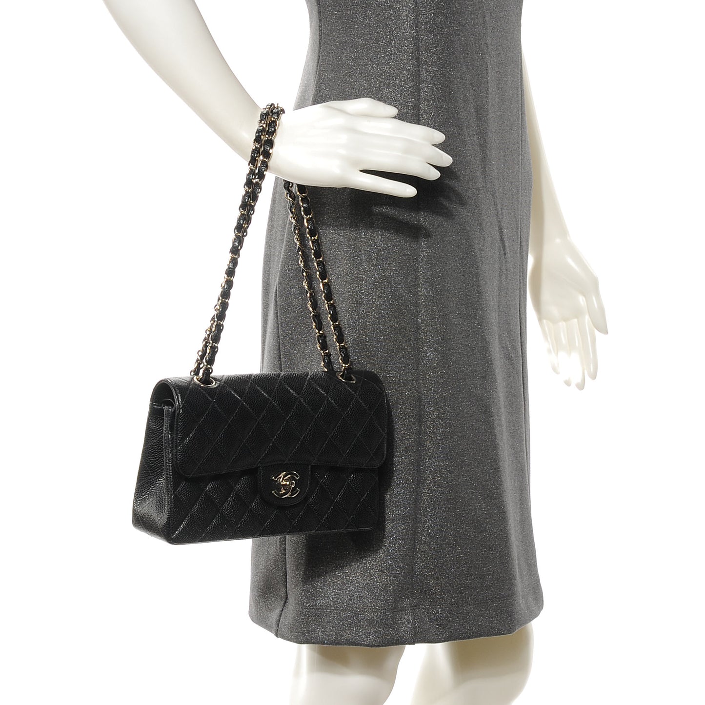 Caviar Quilted Small Double Flap Black