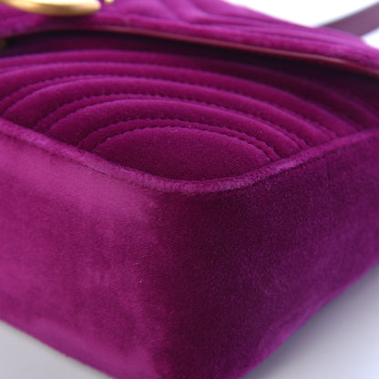 Gucci Velvet Matelasse Small GG Marmont Shoulder Bag Fuchsia Violet Cyclamen 10 of 18