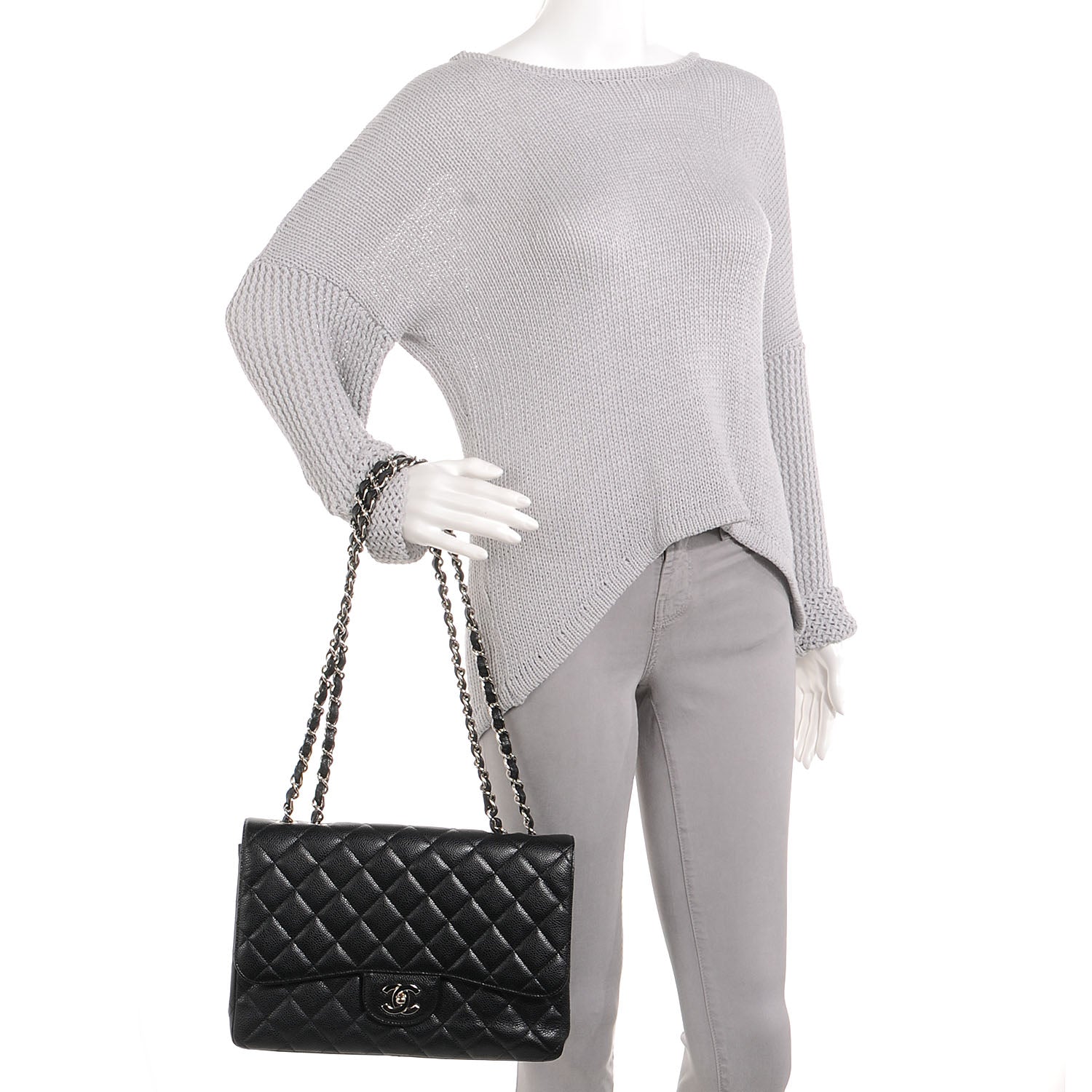 Chanel Caviar Jumbo Single Flap Black 2 of 8