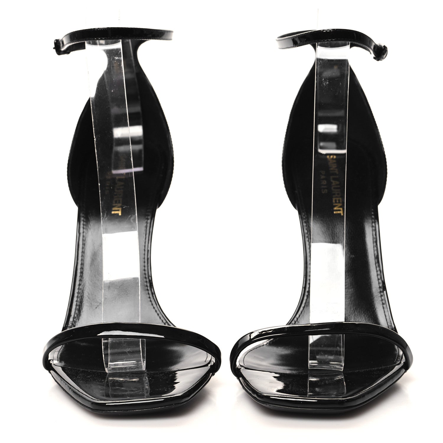 Saint Laurent Patent Calfskin Opyum 110 Sandals 40 Black Gold 2 of 8