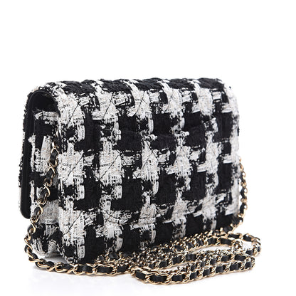 Chanel Tweed Quilted Wallet On Chain WOC Black Ecru White 2 of 11