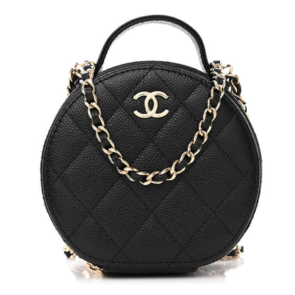 Chanel Caviar Quilted Round Handle With Care Vanity With Chain Black 1 of 12
