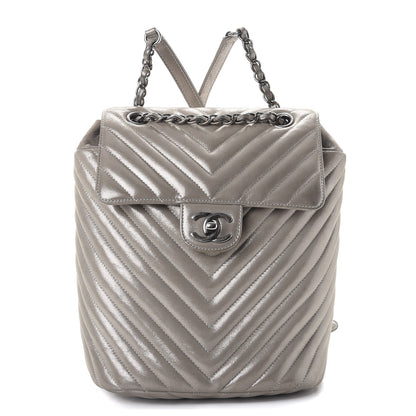 Chanel Metallic Calfskin Chevron Quilted Small Urban Spirit Backpack Silver 1 of 9