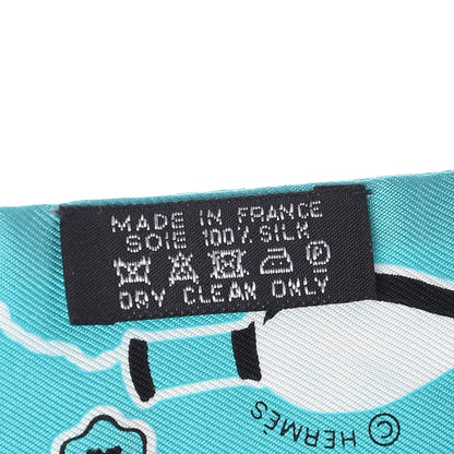 Hermes Silk Les Flacons Bandana Twilly Kaki Turquoise Blanc 4 of 5