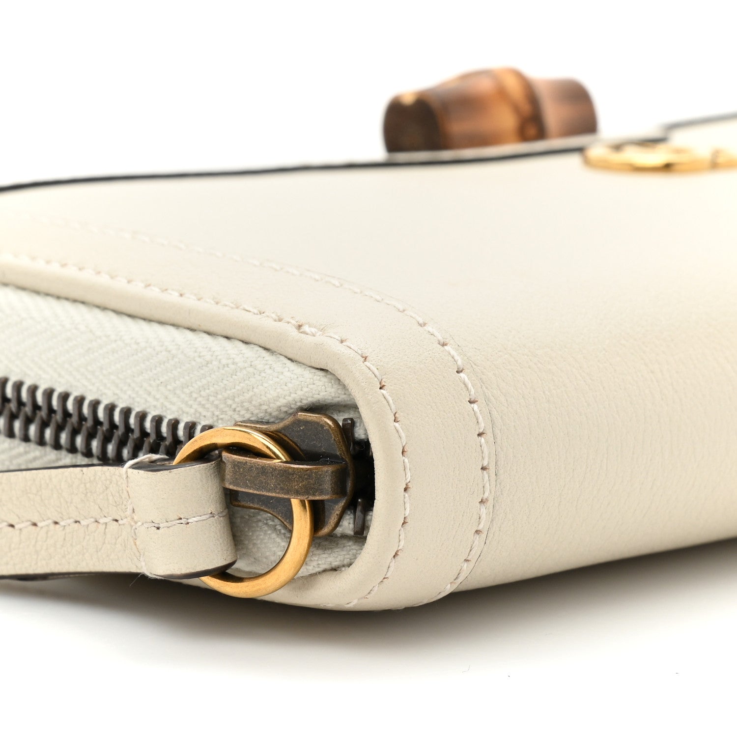 Gucci Wonka Grain Calfskin Diana Zip Around Continental Wallet Mystic White 12 of 14