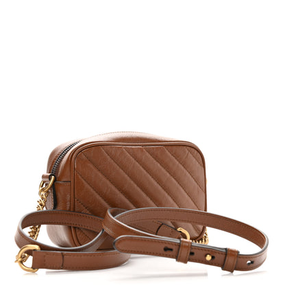 Gucci Glazed Calfskin Matelasse Diagonal Mini GG Marmont Chain Shoulder Bag Cuir 2 of 9