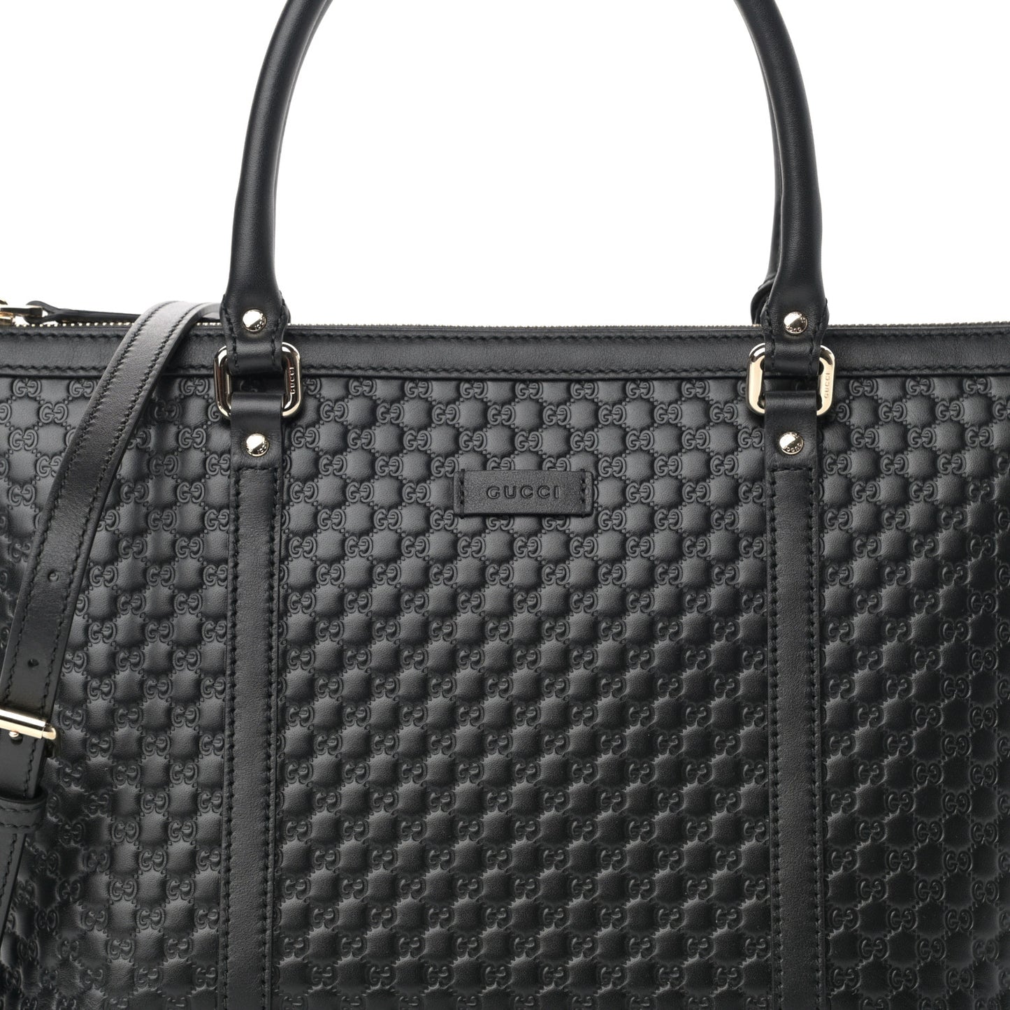 Soft Microguccissima Small Zippered Satchel Black