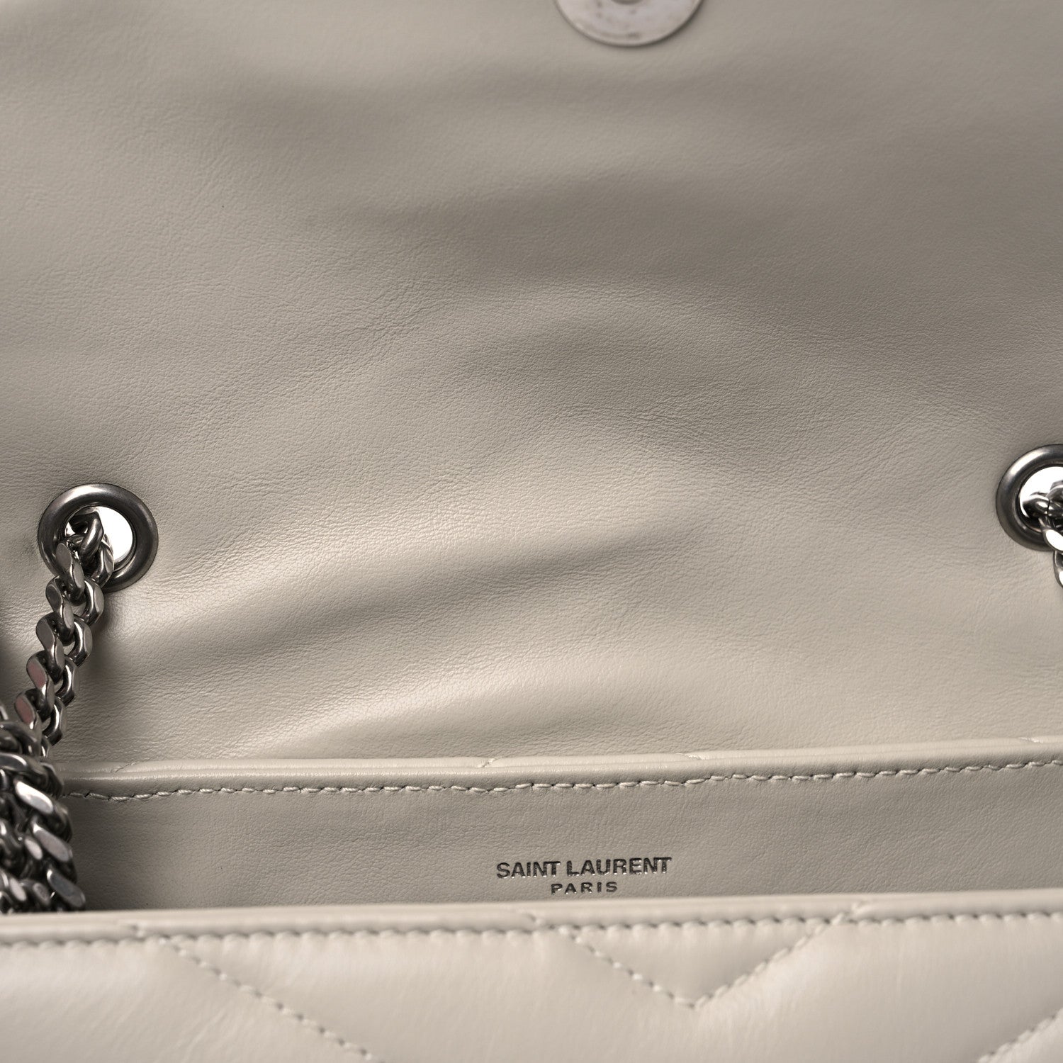 Saint Laurent Calfskin Y Quilted Monogram Small Loulou Chain Satchel Ivory 10 of 10