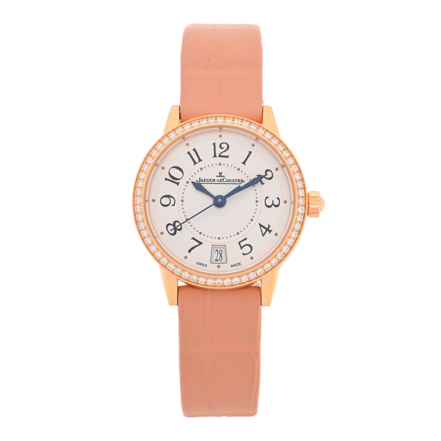 Jaeger-LeCoultre 18K Red Gold Alligator Diamond Bezel 27.5mm Rendez-Vous Automatic Watch Silver Q3512520 1 of 4