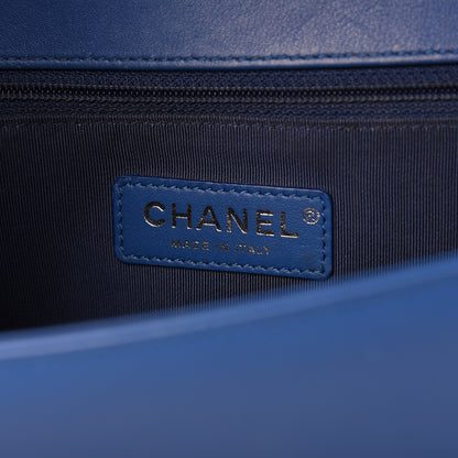 Chanel Calfskin Chevron Quilted New Medium Boy Flap Bright Blue 8 of 10
