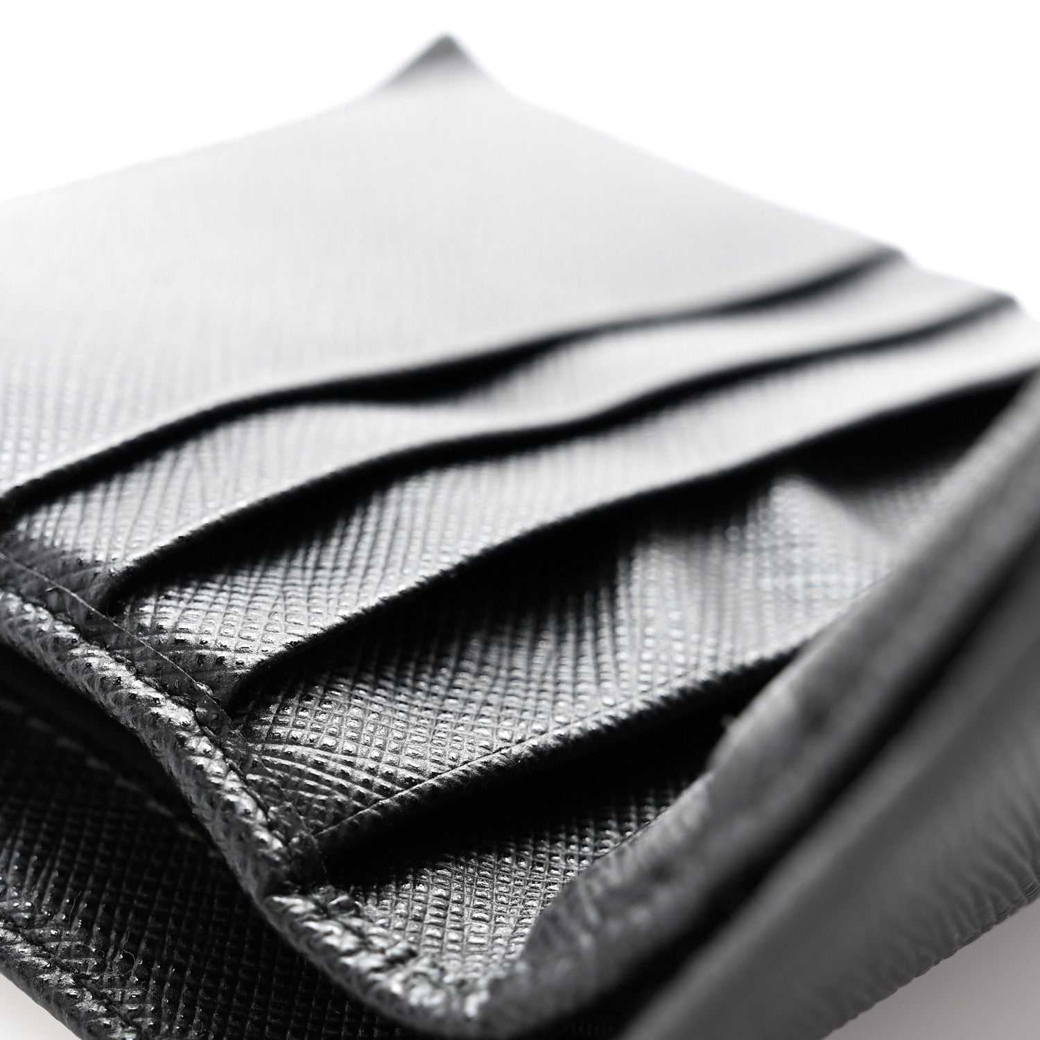 Prada Saffiano Triangle Bi-Fold Wallet Black 8 of 12