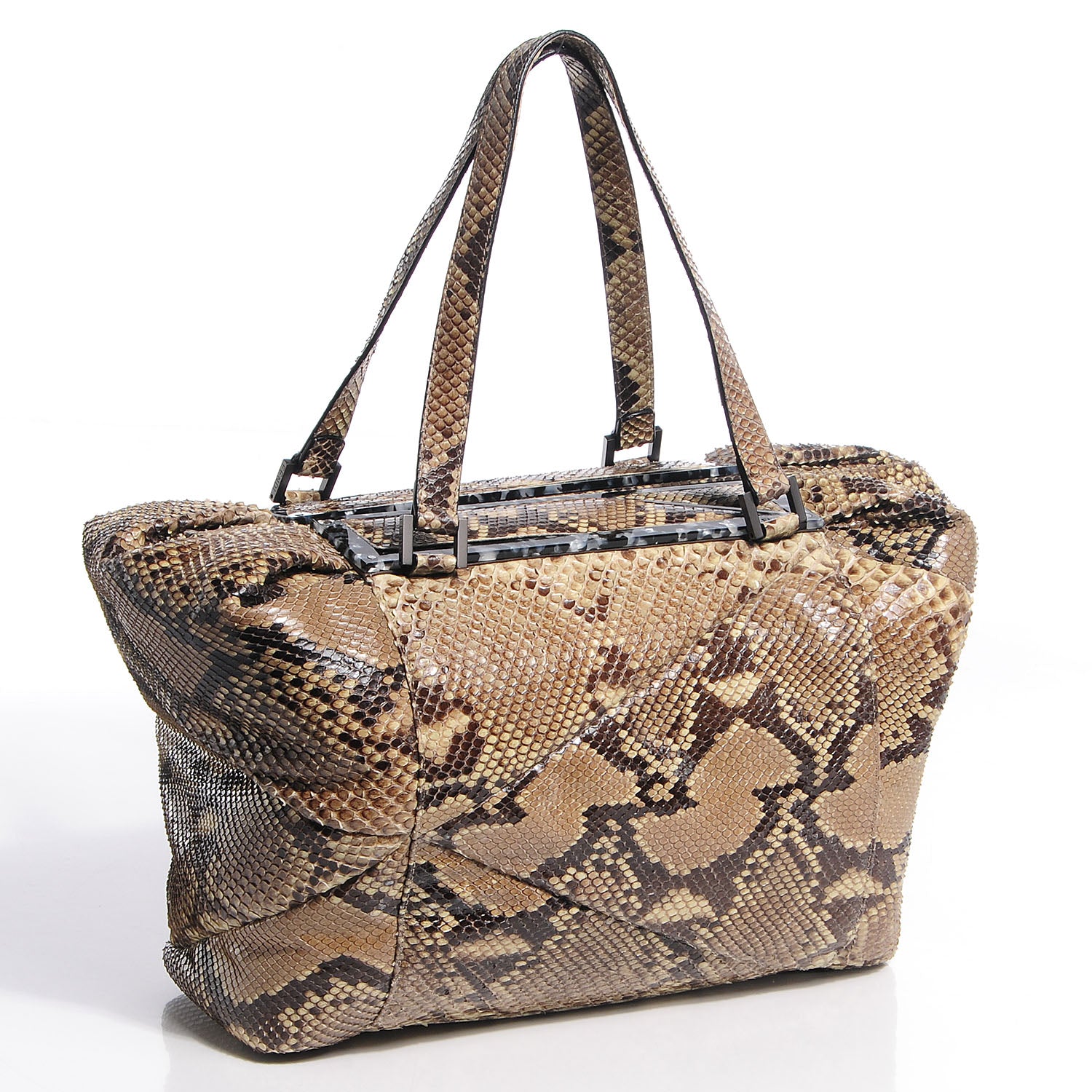 Fendi Python To You Satchel Natural Black 4 of 11