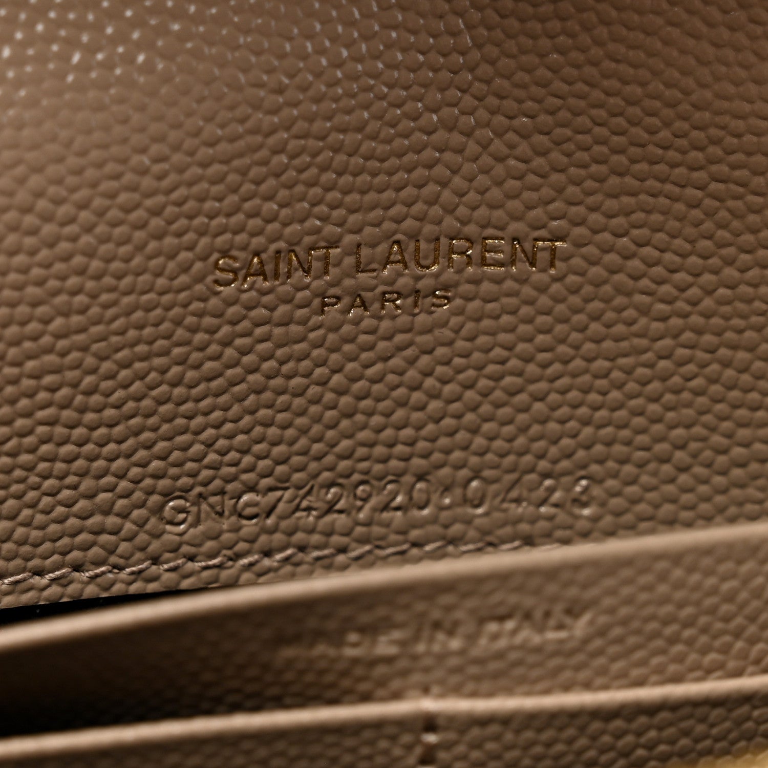 Saint Laurent Grain De Poudre Matelasse Chevron Monogram Envelope Chain Wallet Dark Beige 6 of 11