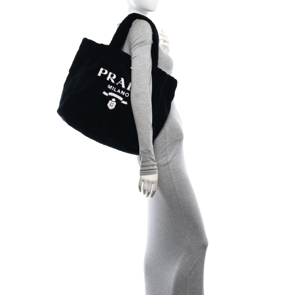 Terry Cloth Tote Bag Black White