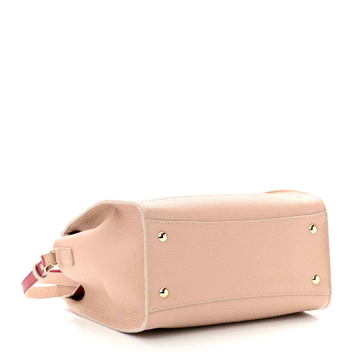 Grained Calfskin Double Handle Small Amy Tote Beige