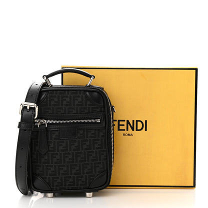 Fendi Recycled Fabric Jacquard Vitello Astro Micro FF Mini Trolley Bag Asfalto Black 3 of 13