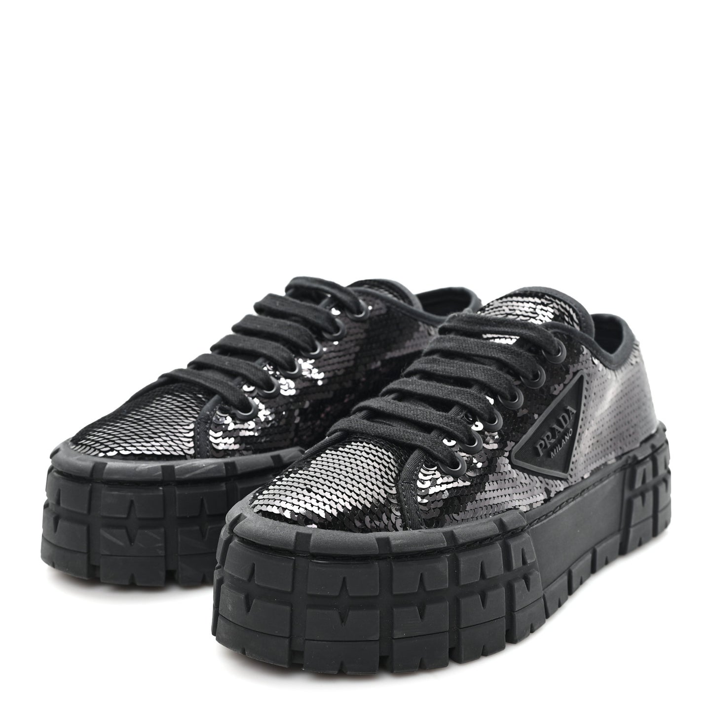 Paillettes Triangle Logo Double Wheel 50mm Sneakers 37 Black