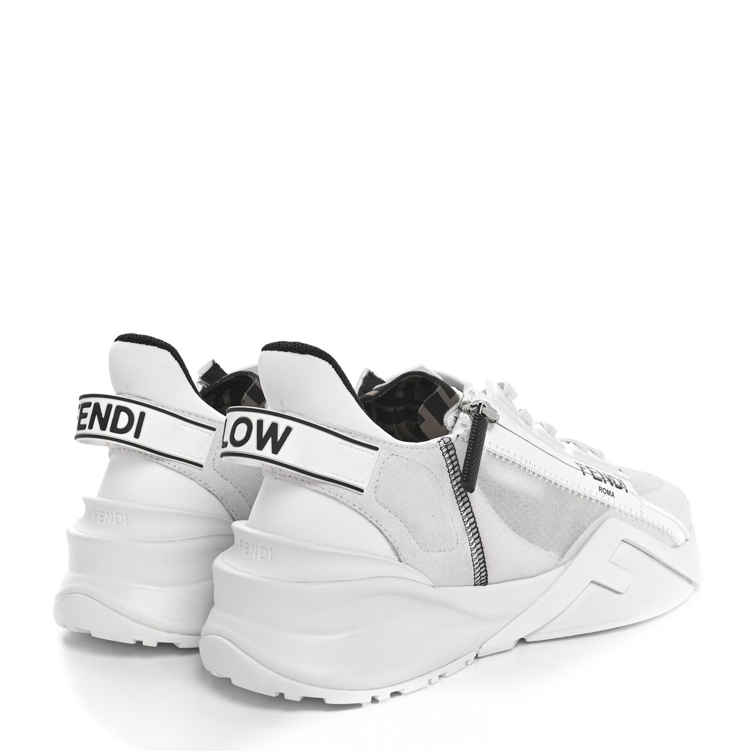 Fendi Nylon Suede Transparent Fendi Flow Low Top Sneakers 40 White 5 of 9