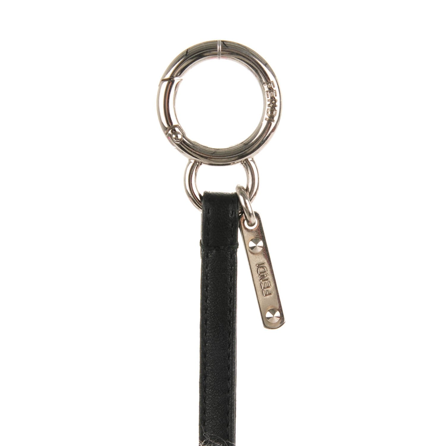 Fendi Fox Mink Goat Fur Nappa Karlito Bag Charm Black White Rosa 4 of 8