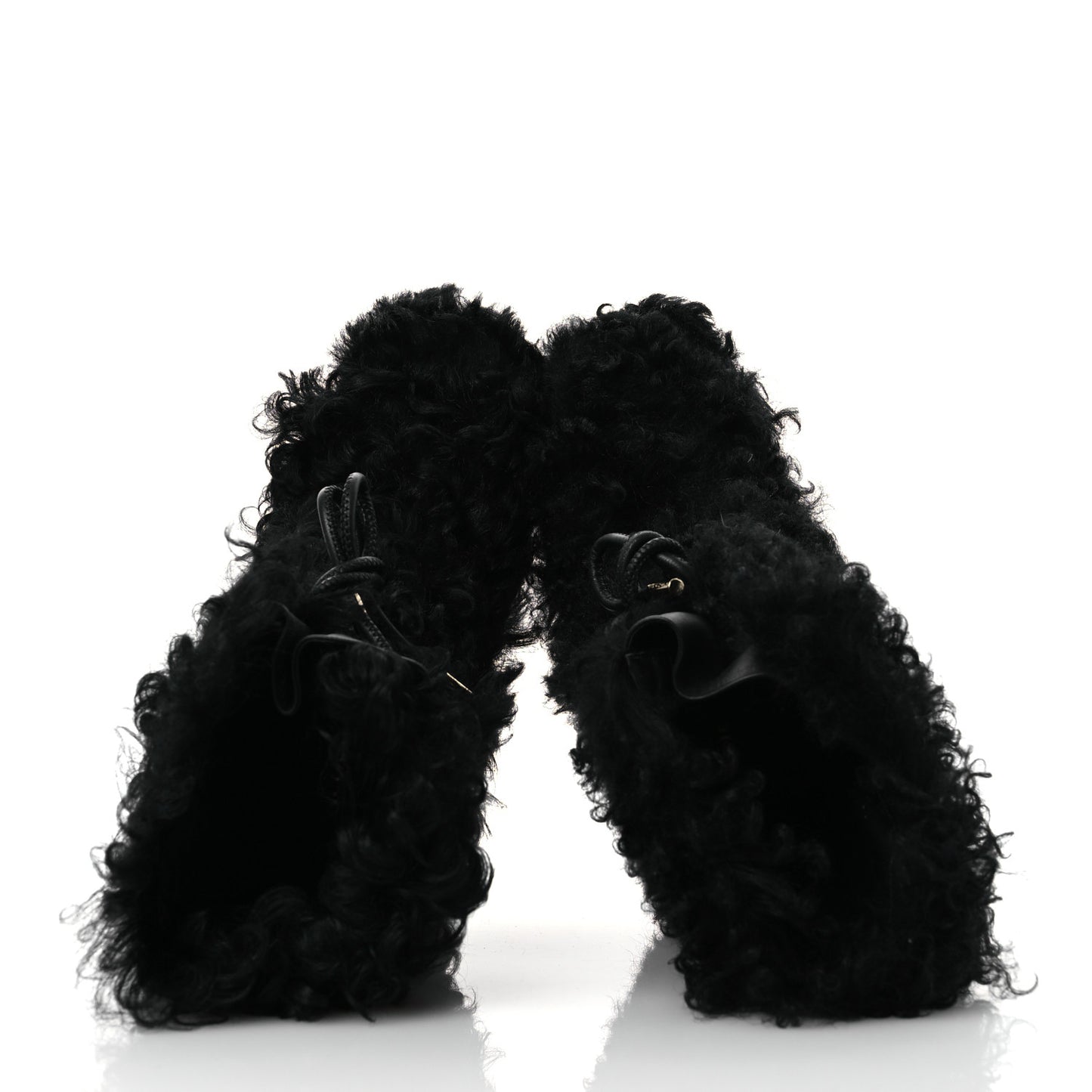 Shearling Sheepskin High Boots 38 Black