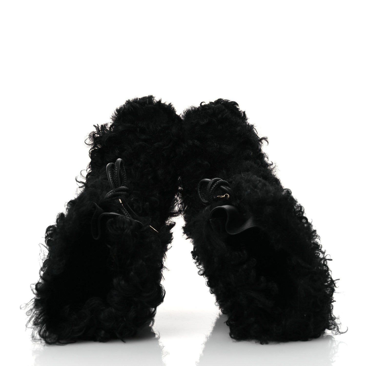 Chanel Shearling Sheepskin High Boots 38 Black 2 of 10
