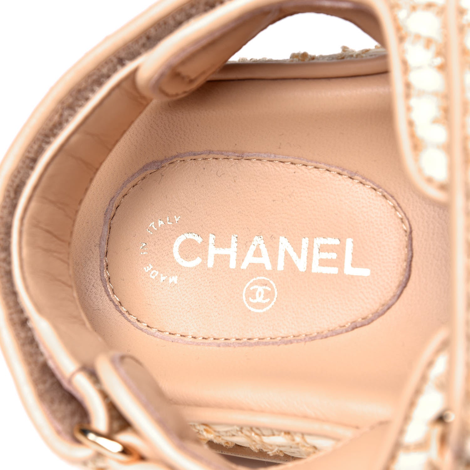 Chanel Braided Fabric Velcro Dad Sandals 35.5 Beige 6 of 6