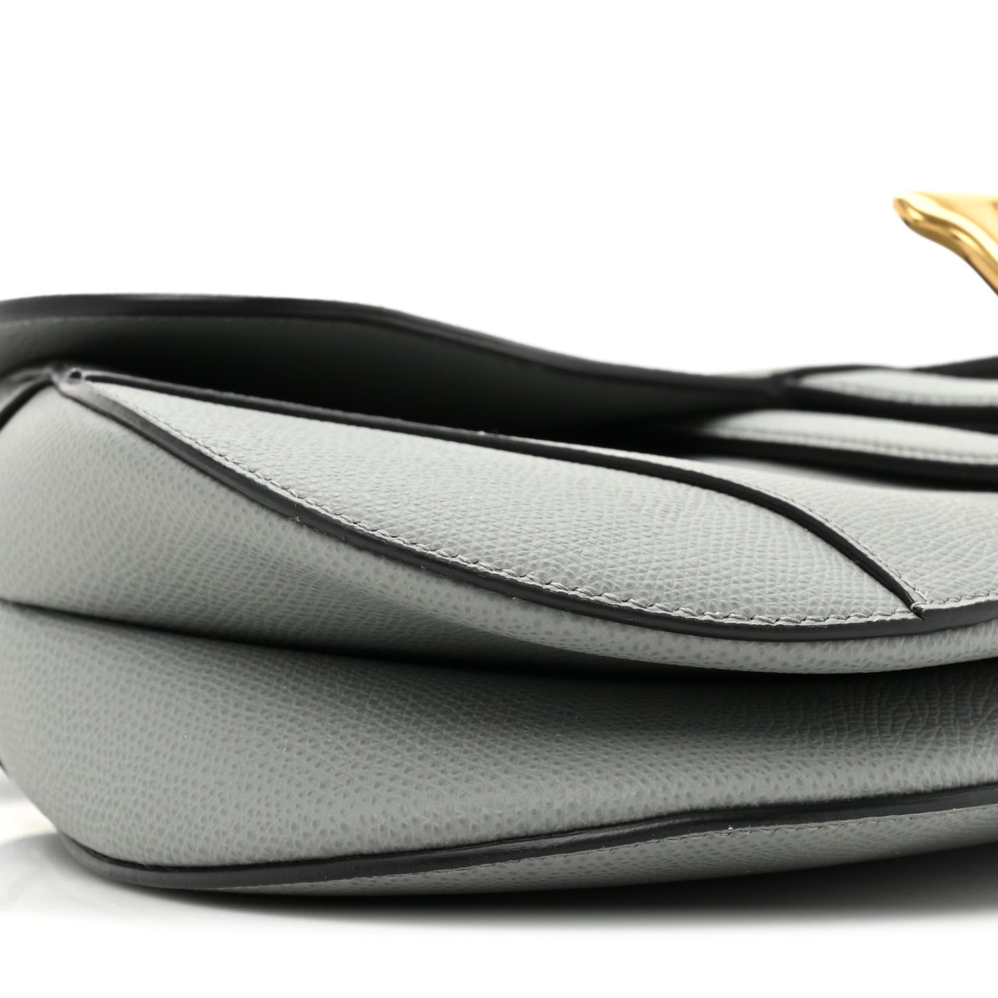 Grained Calfskin Saddle Bag Grey Stone