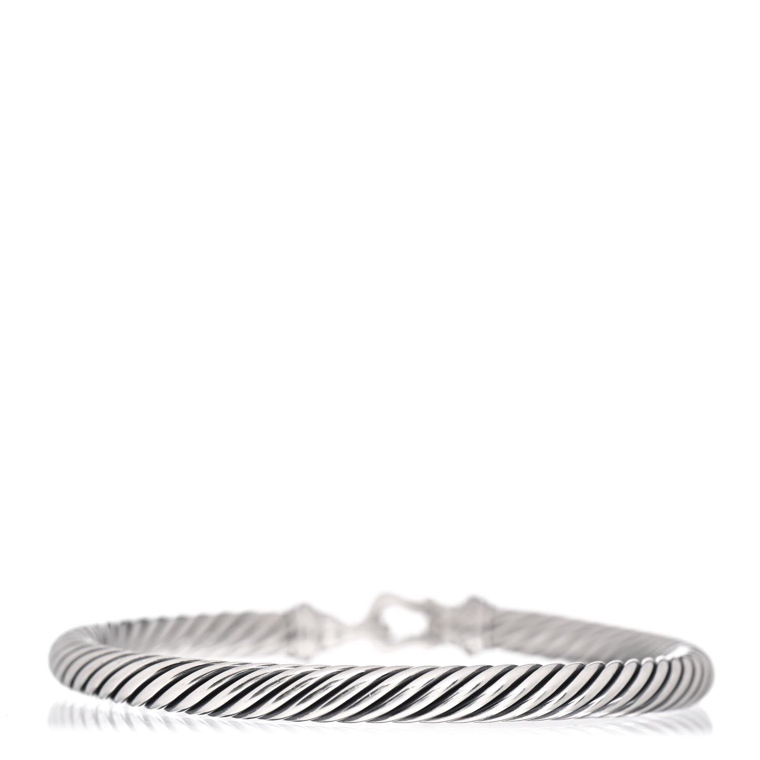 David Yurman Sterling Silver Diamond 5mm Cable Buckle Bracelet 3 of 4