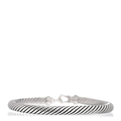 David Yurman Sterling Silver Diamond 5mm Cable Buckle Bracelet 3 of 4