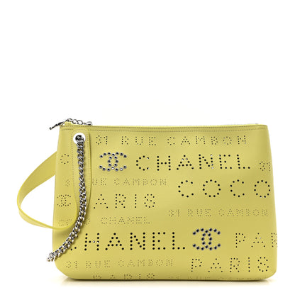 Chanel Calfskin Eyelets Clutch Yellow 2 of 20