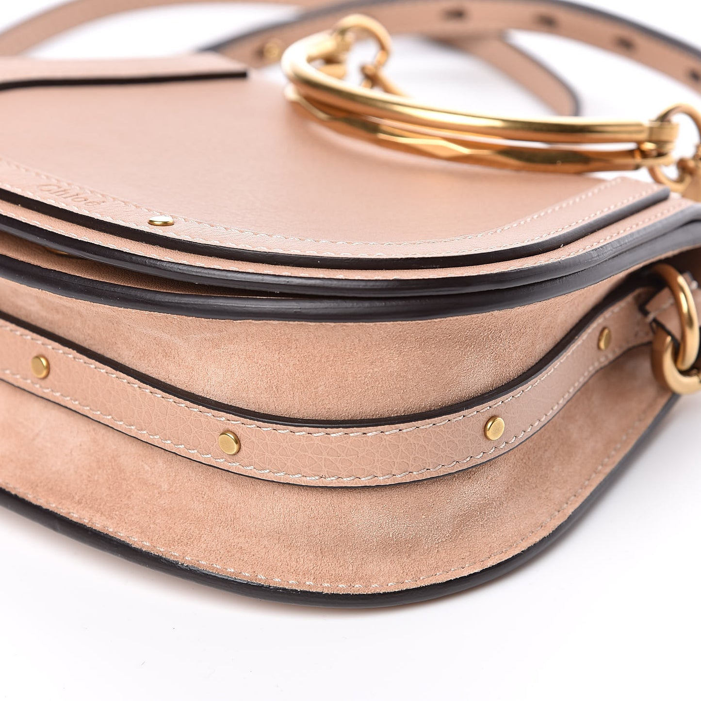 Calfskin Suede Small Nile Bracelet Bag Biscotti Beige