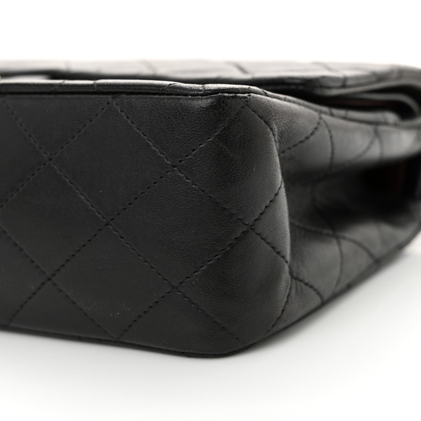 Lambskin Quilted Medium Double Flap Black