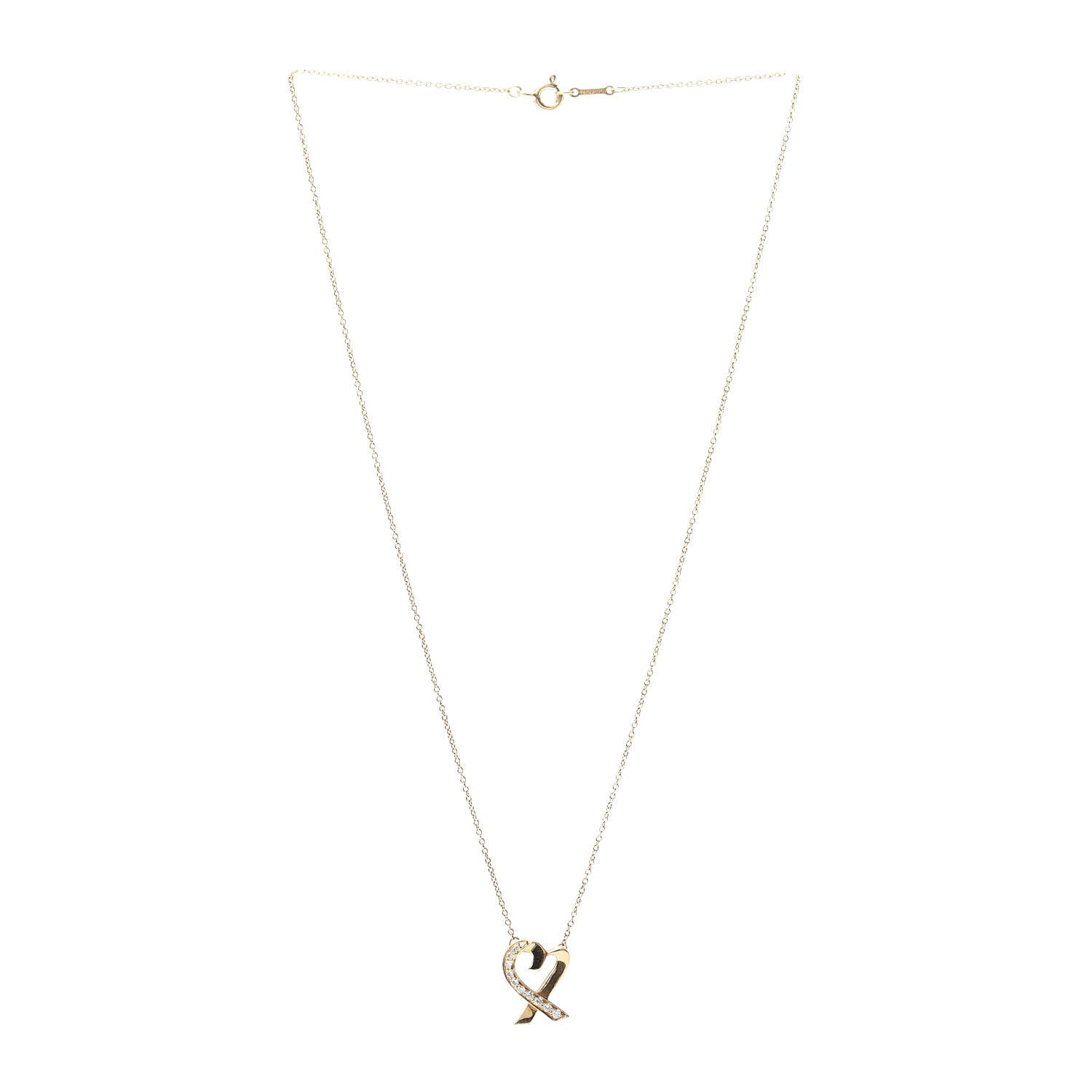 Tiffany 18K Yellow Gold Diamond Small Paloma Picasso Loving Heart Pendant Necklace 3 of 4