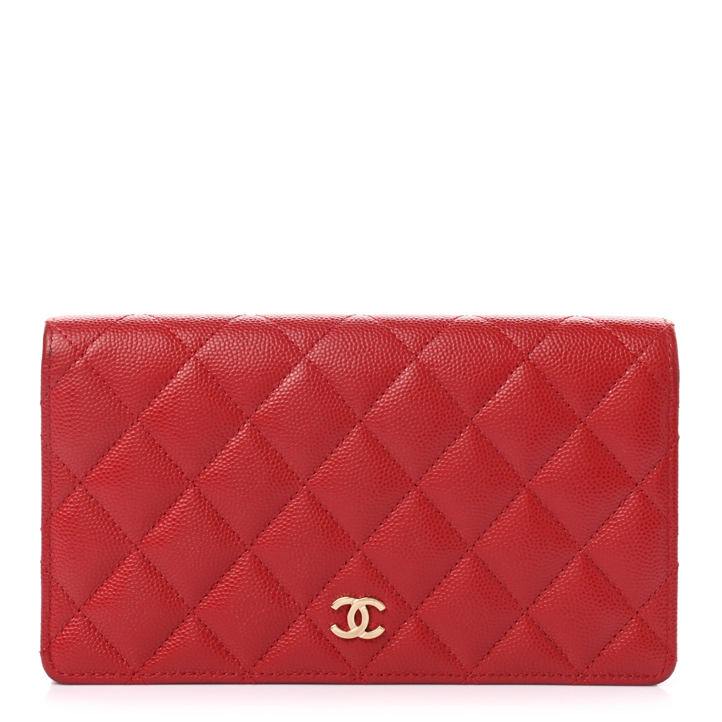 Caviar Quilted Yen Wallet Dark Red